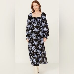 NWT. Free People Women's Jaymes Floral Print Midi Long Sleeve Dress. Medium.